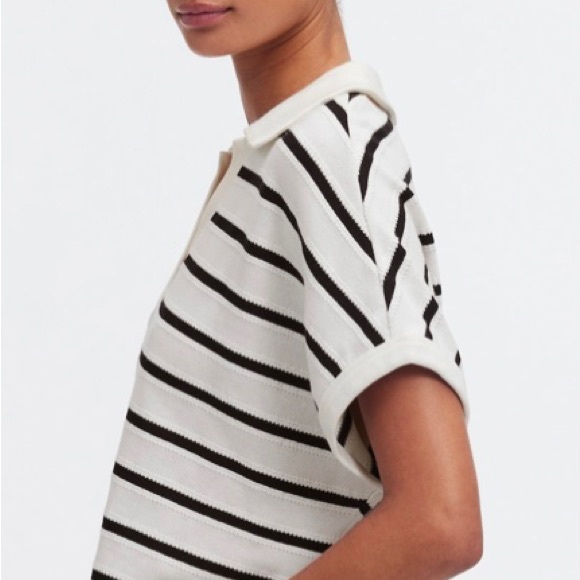 Madewell relaxed v- neck polo shirt in stripe - Picture 2 of 10